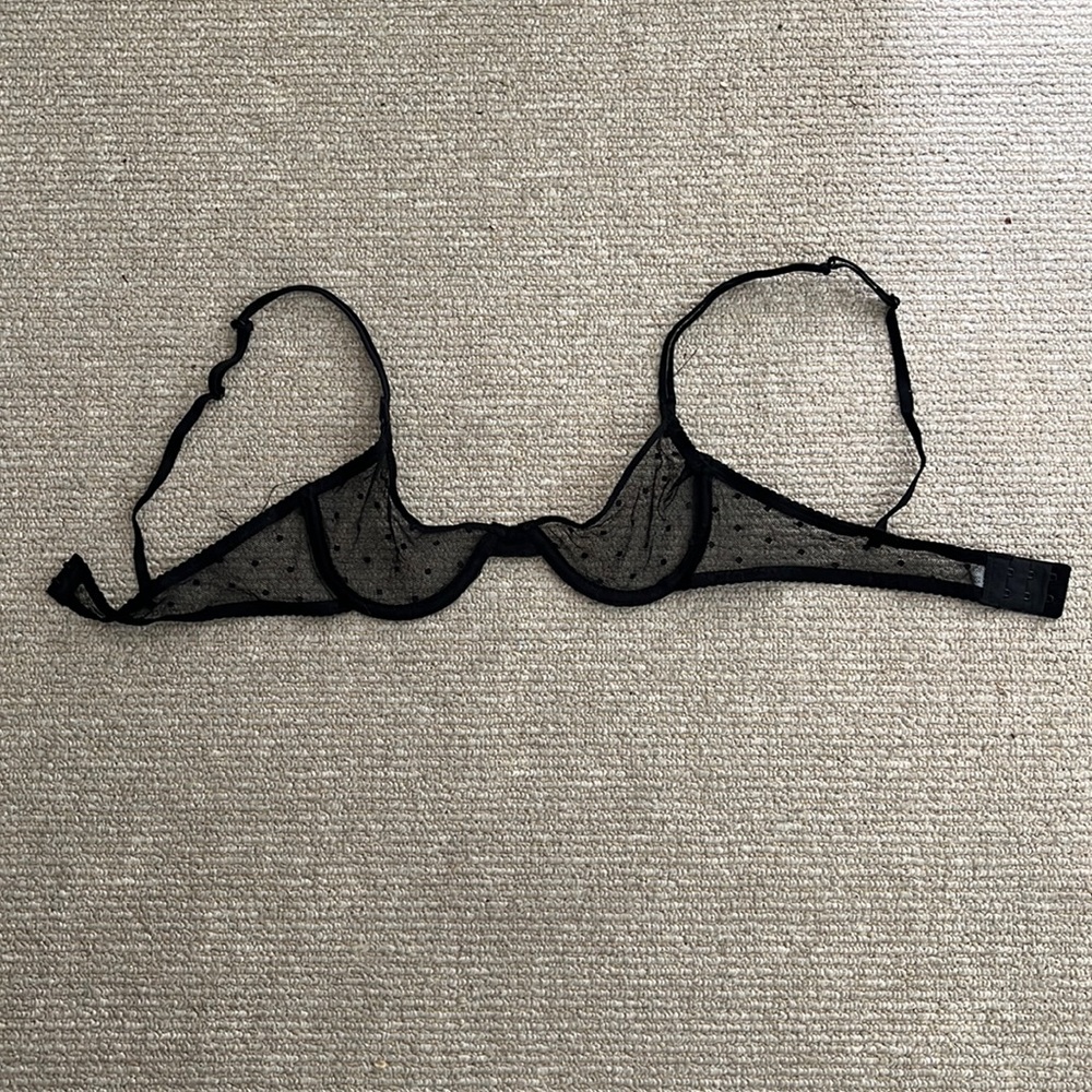Polka dot black mesh bralette